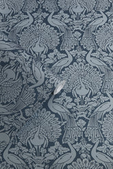 Laura Ashley Peacock Damask Wallpaper Dusky Seaspray